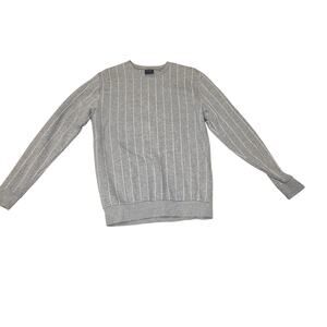 Denim & Flower Ricky Singh light grey pinstripe crewneck sweater sz M